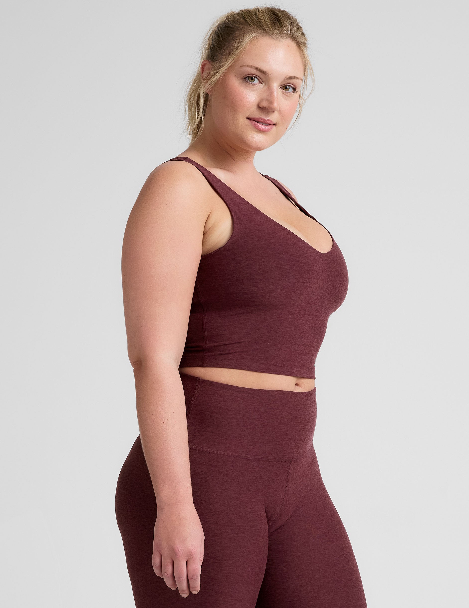 Spacedye™ Good Day Cropped Tank - Midnight Burgundy Heather
