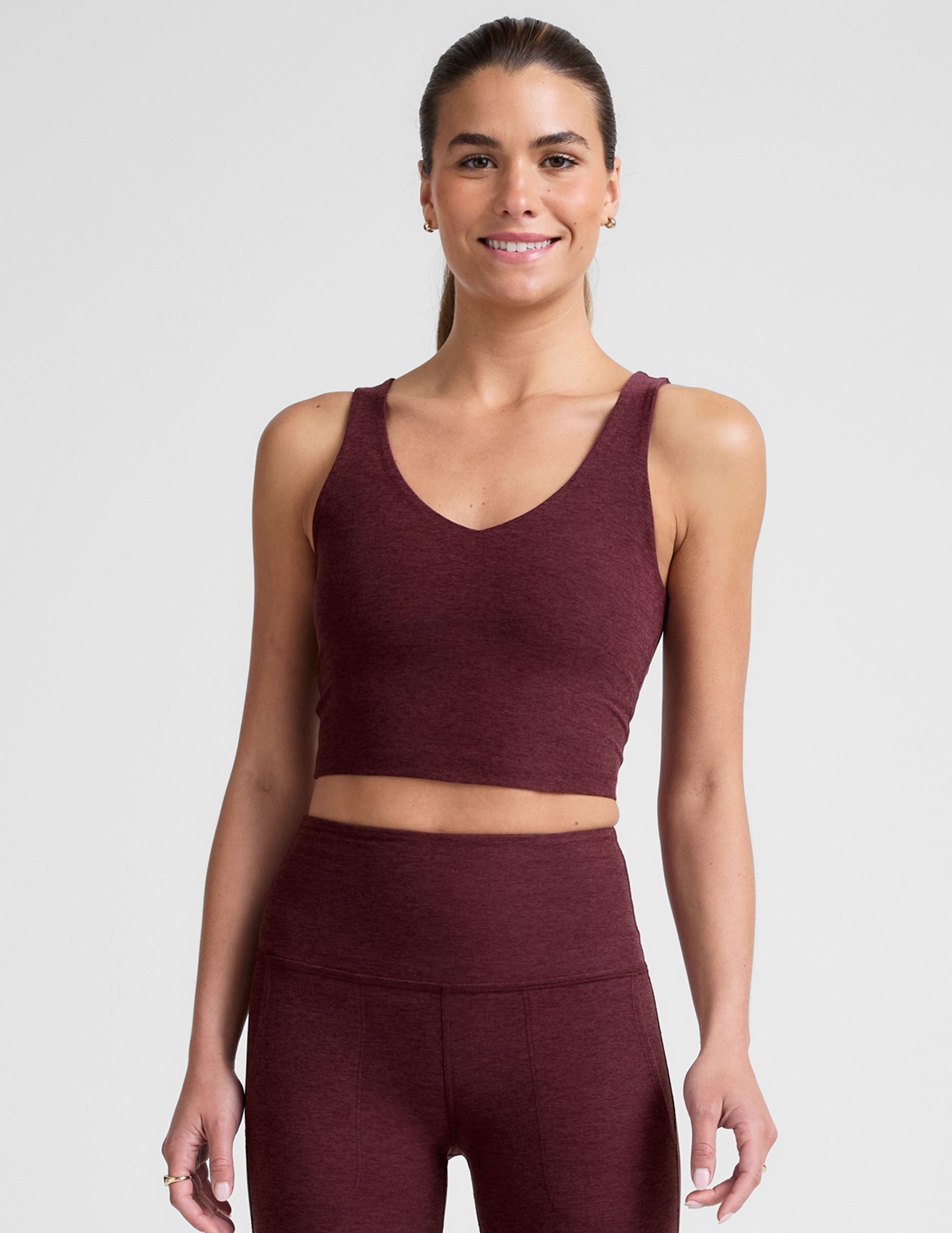 Spacedye™ Good Day Cropped Tank - Midnight Burgundy Heather