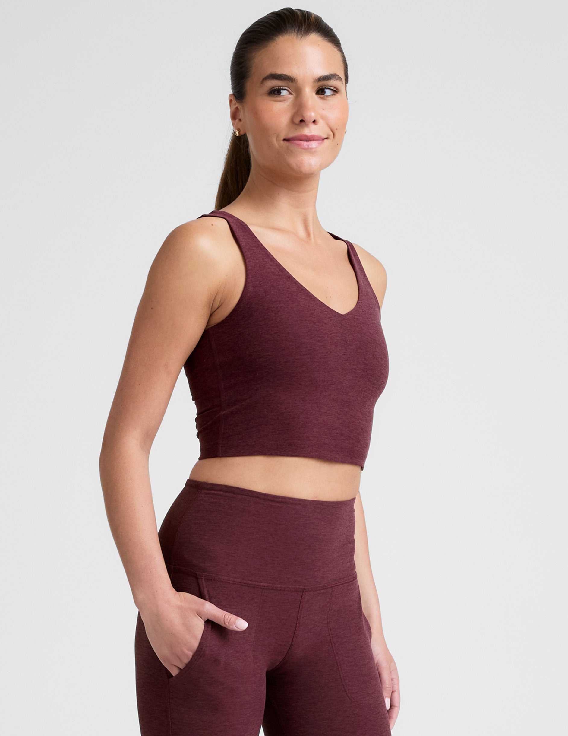 Spacedye™ Good Day Cropped Tank - Midnight Burgundy Heather