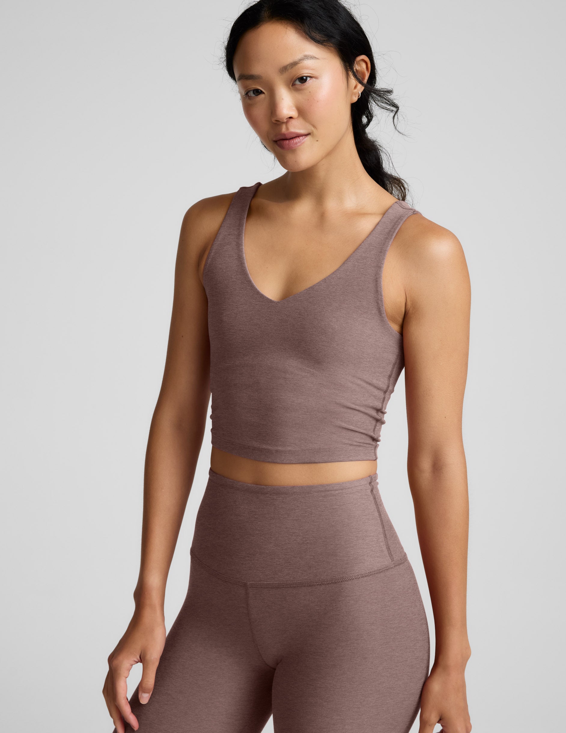 Spacedye™ Good Day Cropped Tank - Rosey Taupe Heather