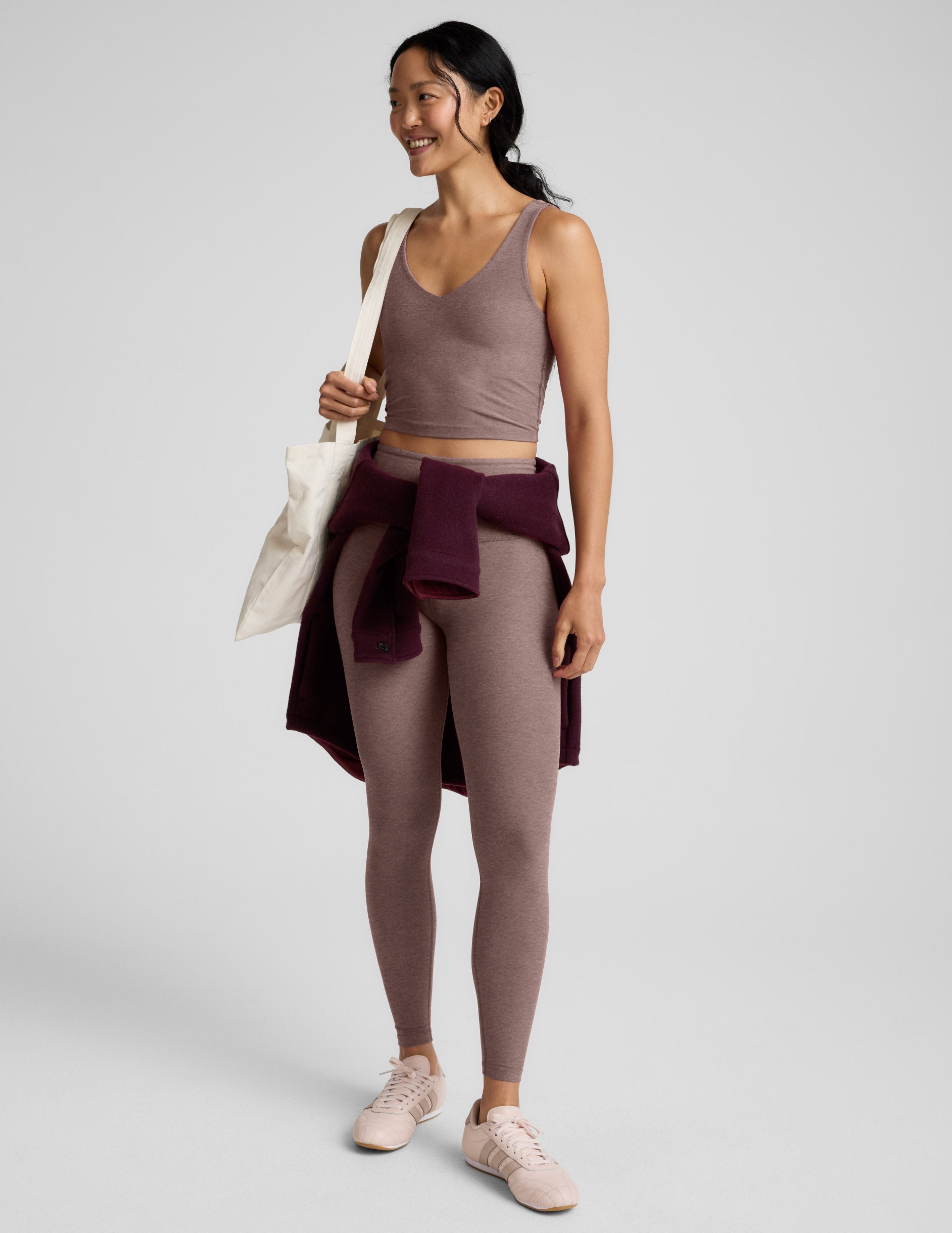 Spacedye™ Good Day Cropped Tank - Rosey Taupe Heather