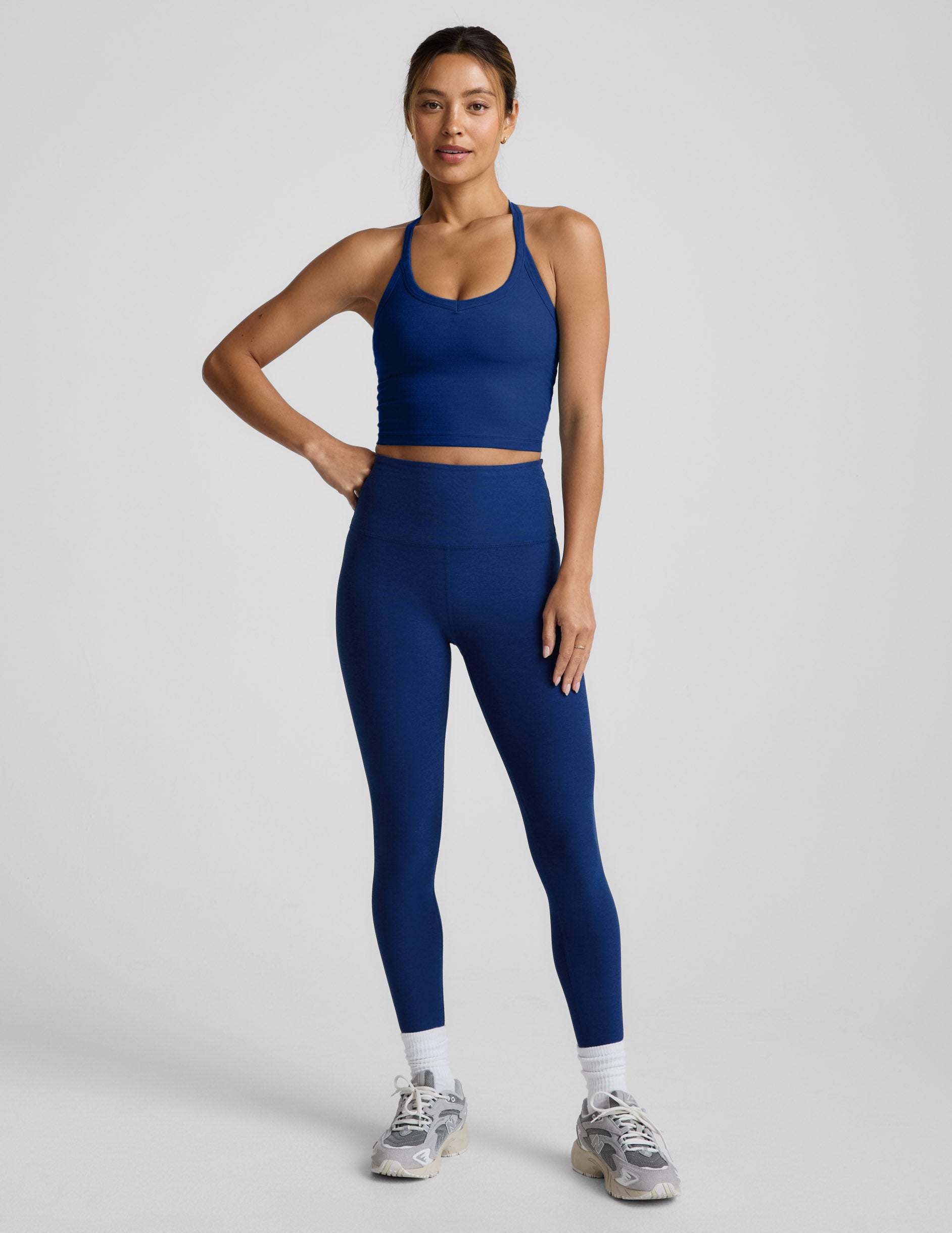 Spacedye™ On The Up Cropped Tank - Marine Blue Heather