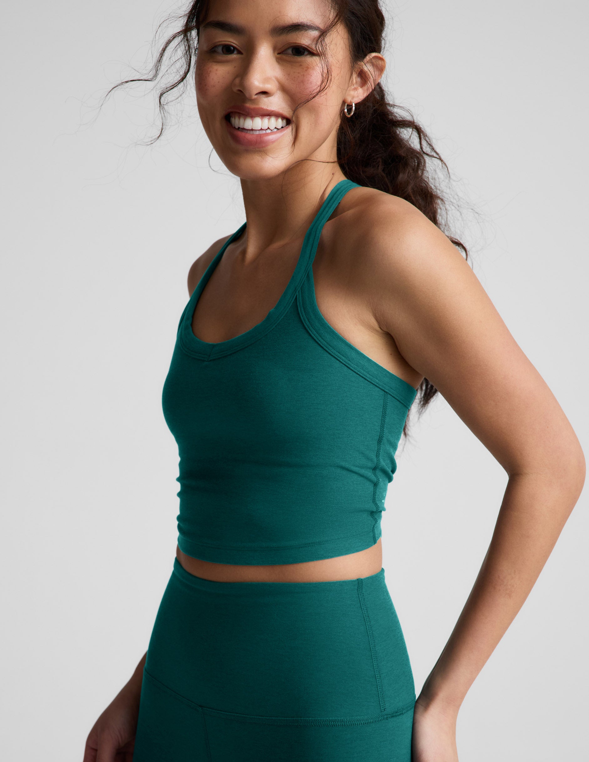 Spacedye™ On The Up Cropped Tank - Teal Sea Heather