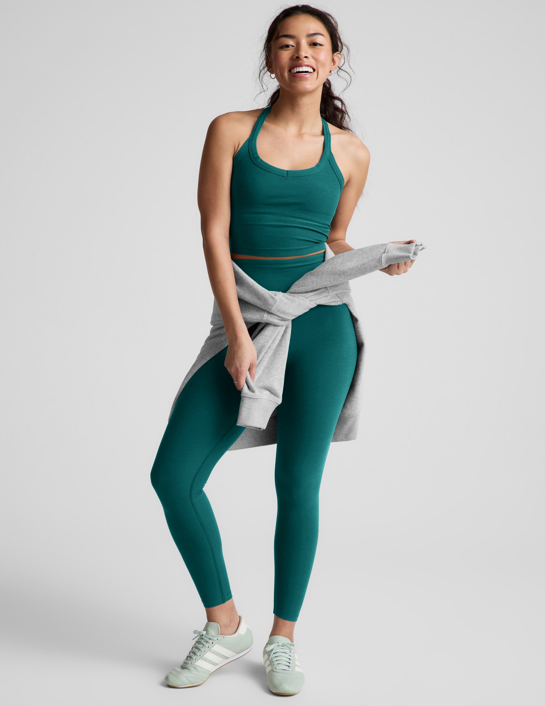 Spacedye™ On The Up Cropped Tank - Teal Sea Heather