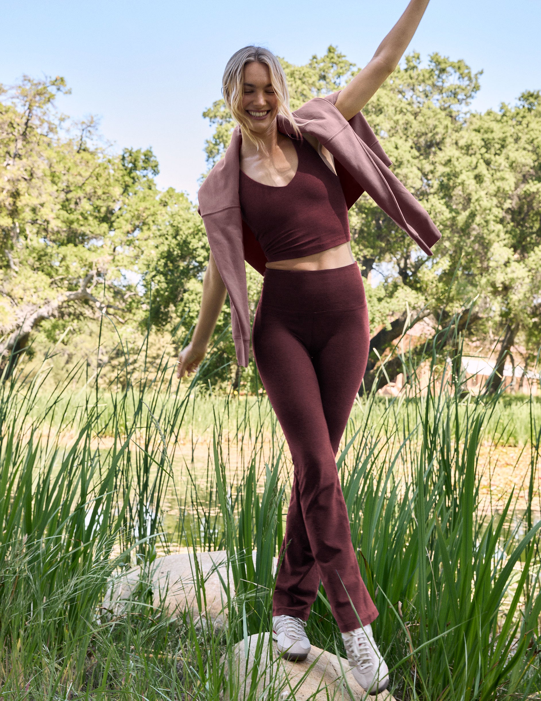 Spacedye™ Good Day Cropped Tank - Midnight Burgundy Heather