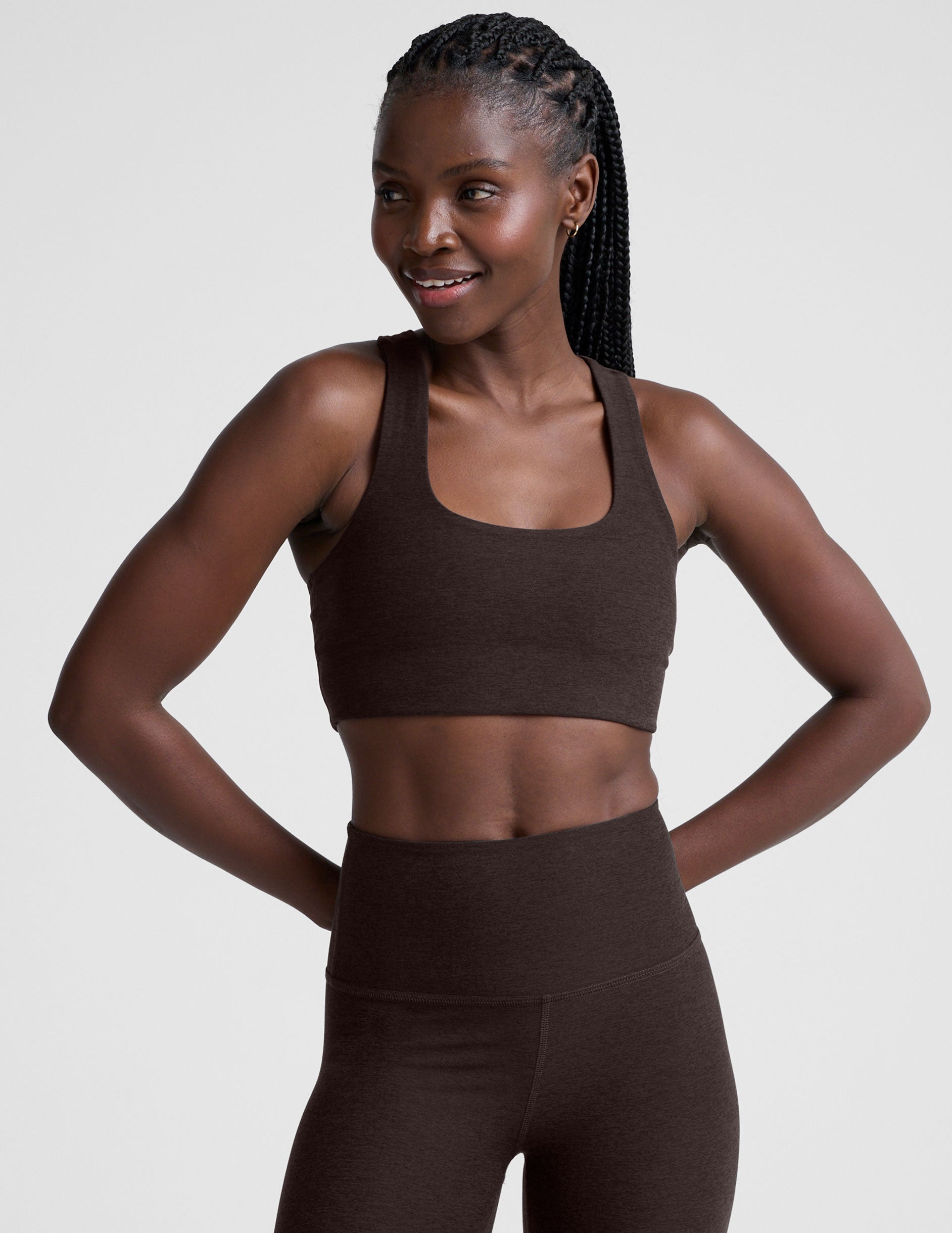 Spacedye™ Simplicity Long Line Bra 2.0 - Dark Chocolate Heather