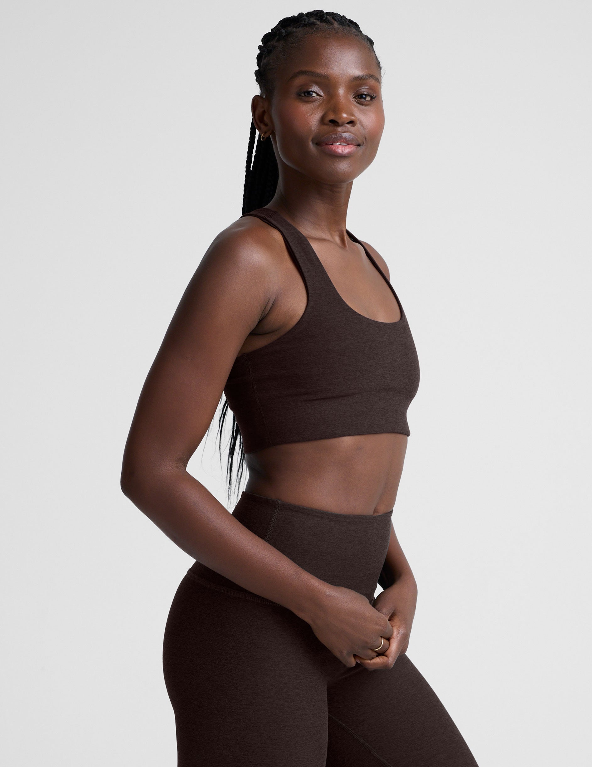 Spacedye™ Simplicity Long Line Bra 2.0 - Dark Chocolate Heather