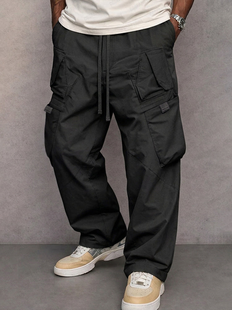 Utility Straight Fit Cargo Pants - Black