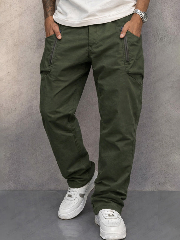 Trendy 100% Cotton Cargo Pants - Army Green