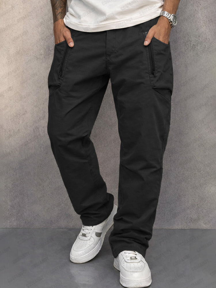Trendy 100% Cotton Cargo Pants - Black