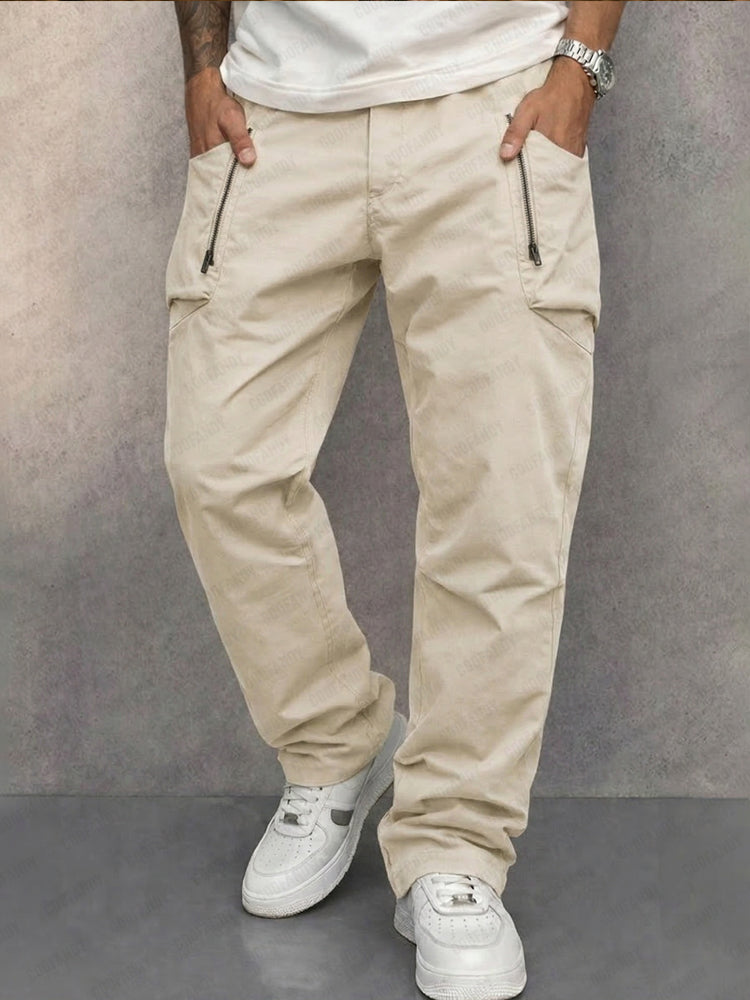Trendy 100% Cotton Cargo Pants - Apricot