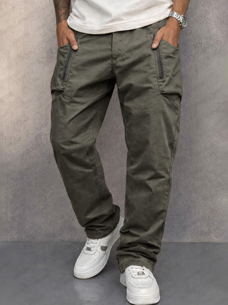 Trendy 100% Cotton Cargo Pants - Dark Gray