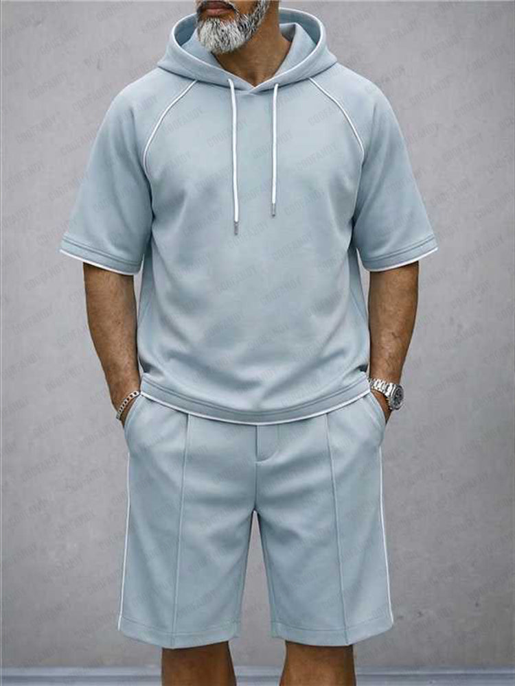Relaxed Fit Contrast Stitch Tracksuit Set - Clear Blue