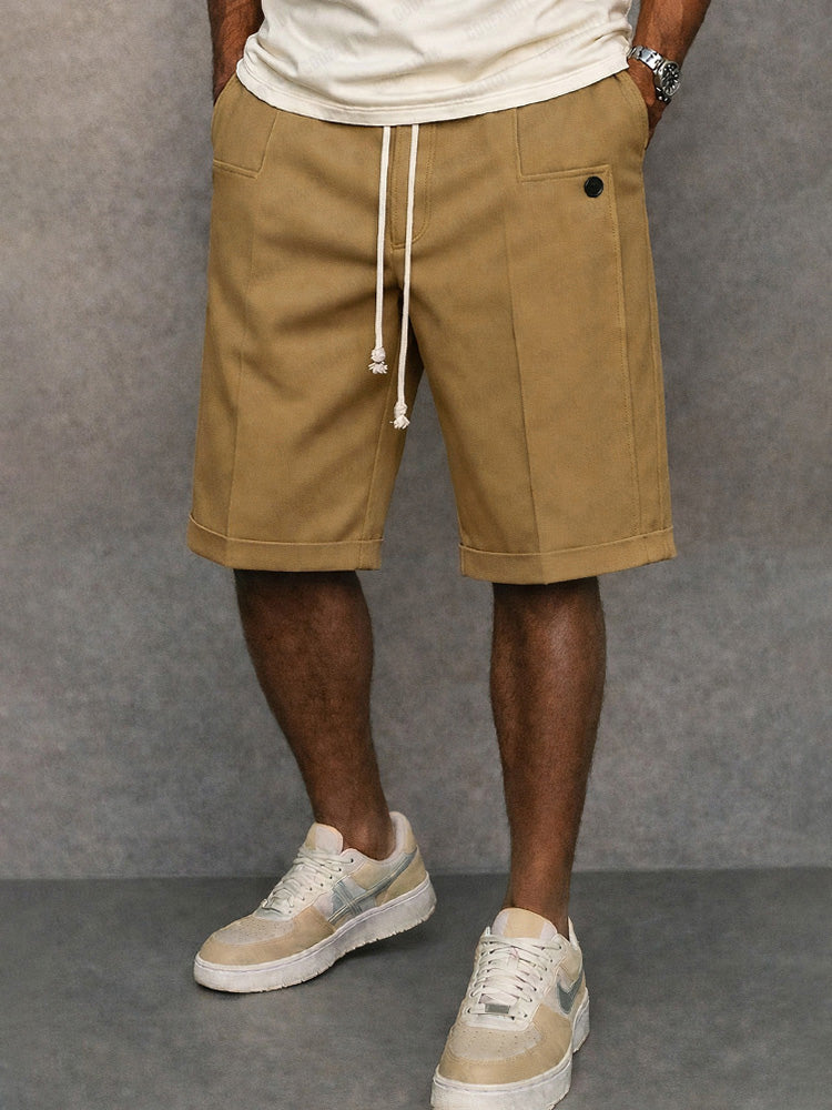 Essential Urban Casual Drawstring Shorts - Khaki