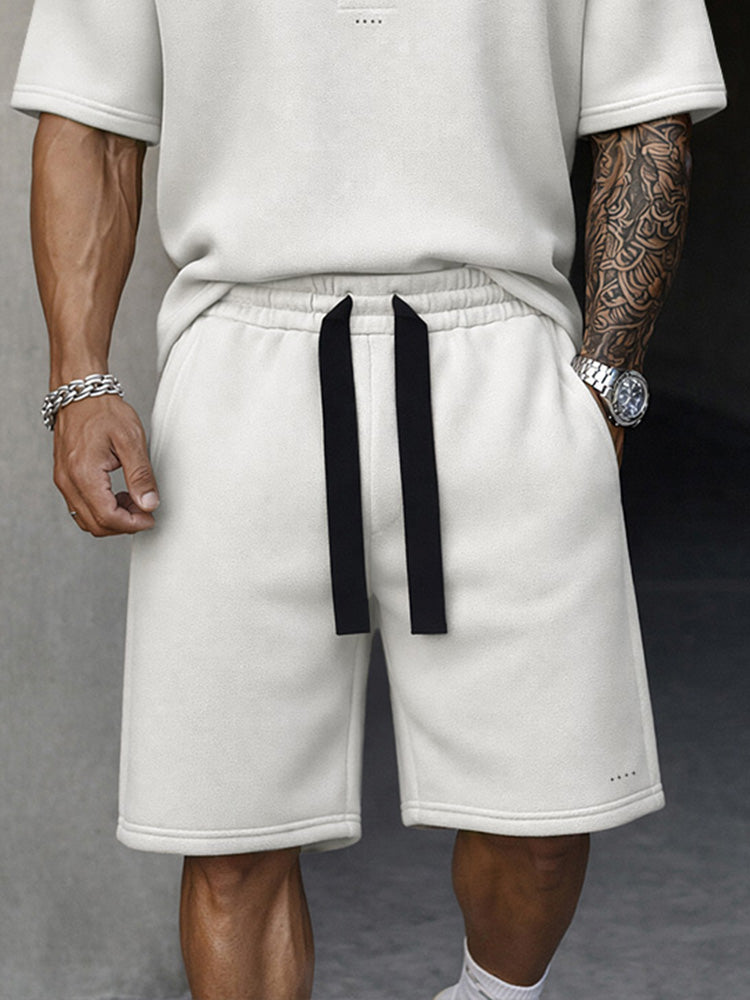 Casual Premium T-shirt Shorts Sports Set - Apricot
