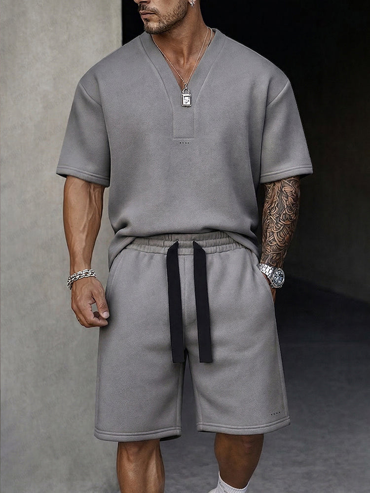 Casual Premium T-shirt Shorts Sports Set - Gray