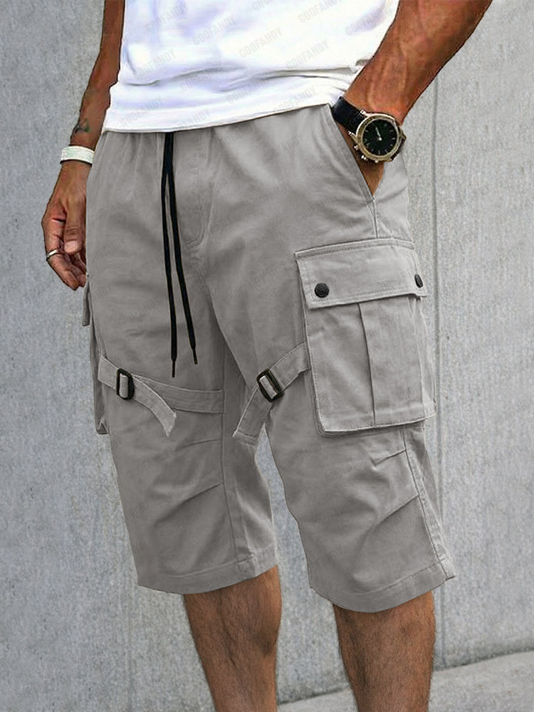 Casual Strap Design Cargo Shorts - Gray