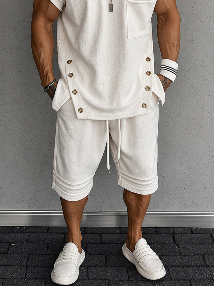 Summer Streetwear Tank Top and Shorts Set - White