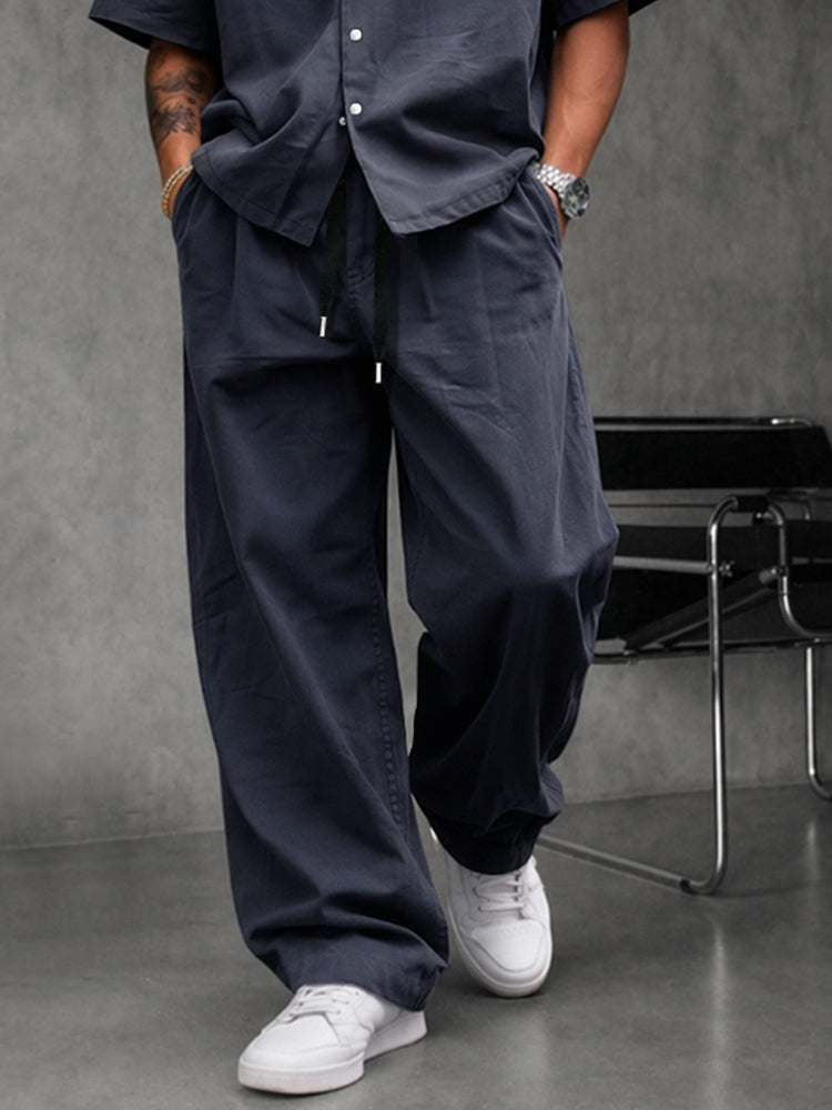 Effortless Stylish 100% Cotton Shirt Pants Set - Navy Blue