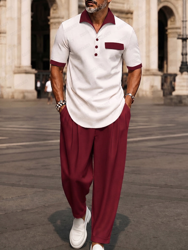 Essential Urban Casual Matching Set - Black/Red