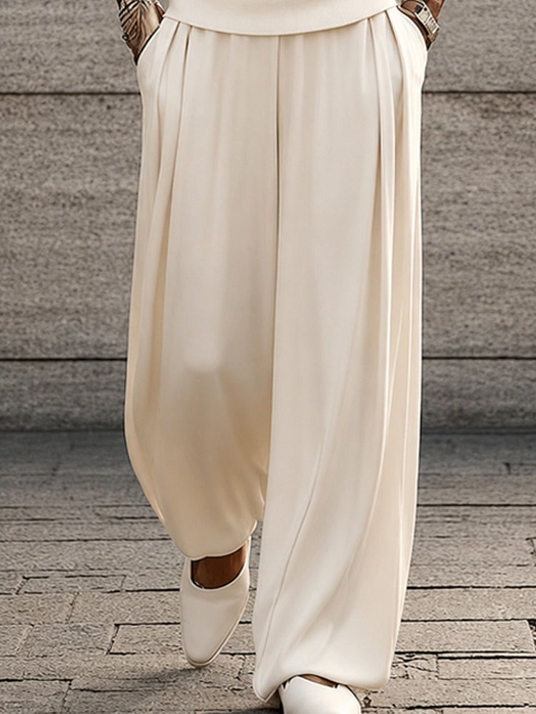 Minimalism Urban Casual Sleeveless Matching Sets - White