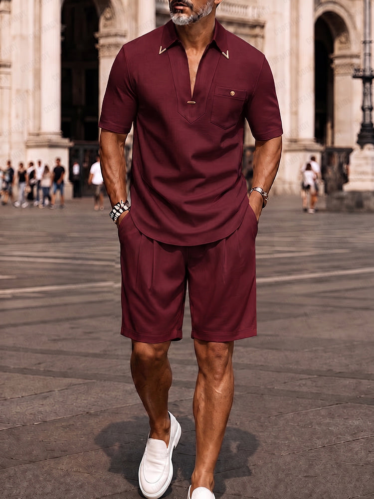 Everyday Casual Resort Two Piece Summer Set - Wine Red
