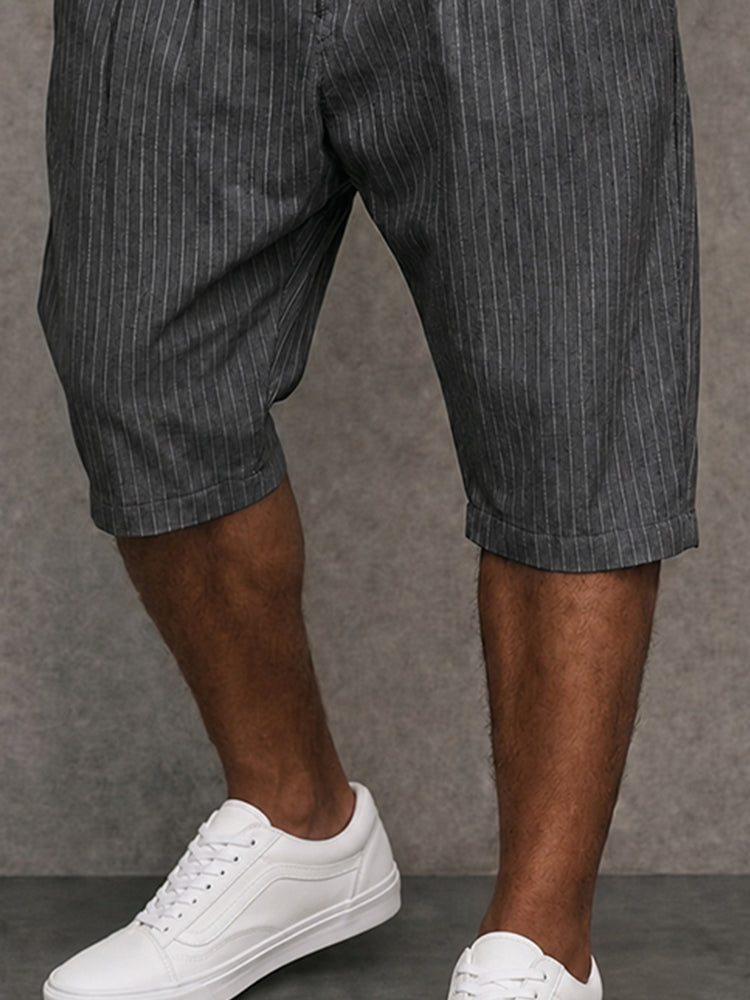 Smart Casual Summer Pinstripe Shorts - Dark Gray