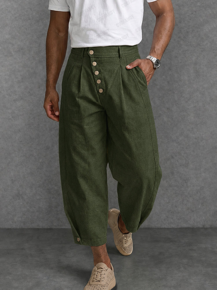 Stylish 100% Cotton Harem Chino Pants - Army Green