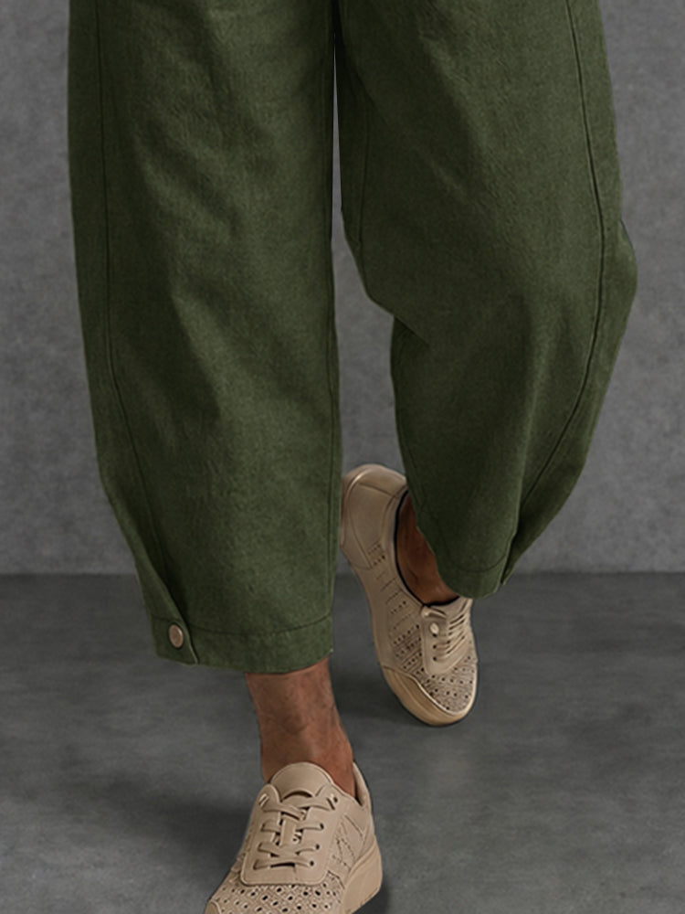 Stylish 100% Cotton Harem Chino Pants - Army Green