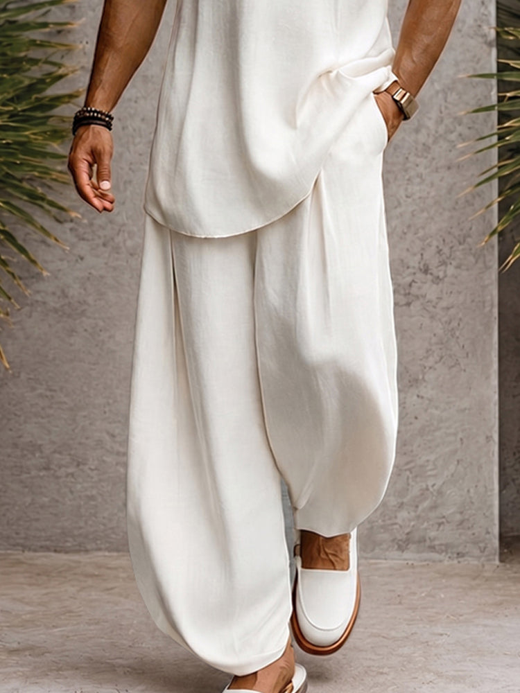 Minimalism Relaxed Fit Cotton Matching Set - White