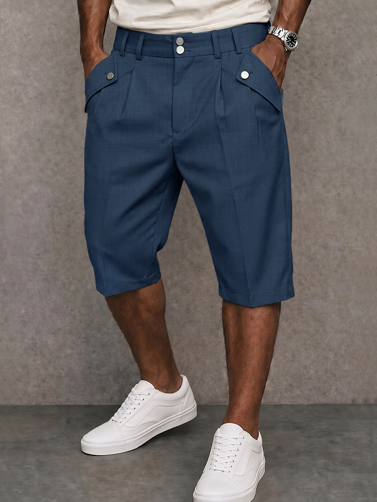Smart Casual Summer Pinstripe Shorts - Solid Blue