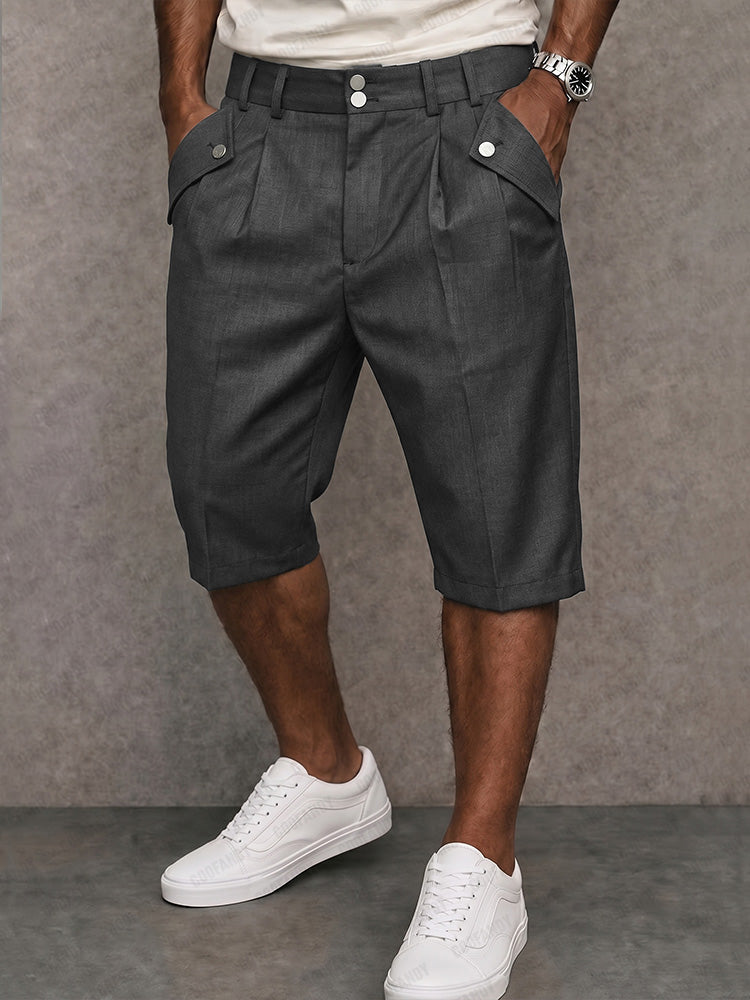 Smart Casual Summer Pinstripe Shorts - Solid Gray