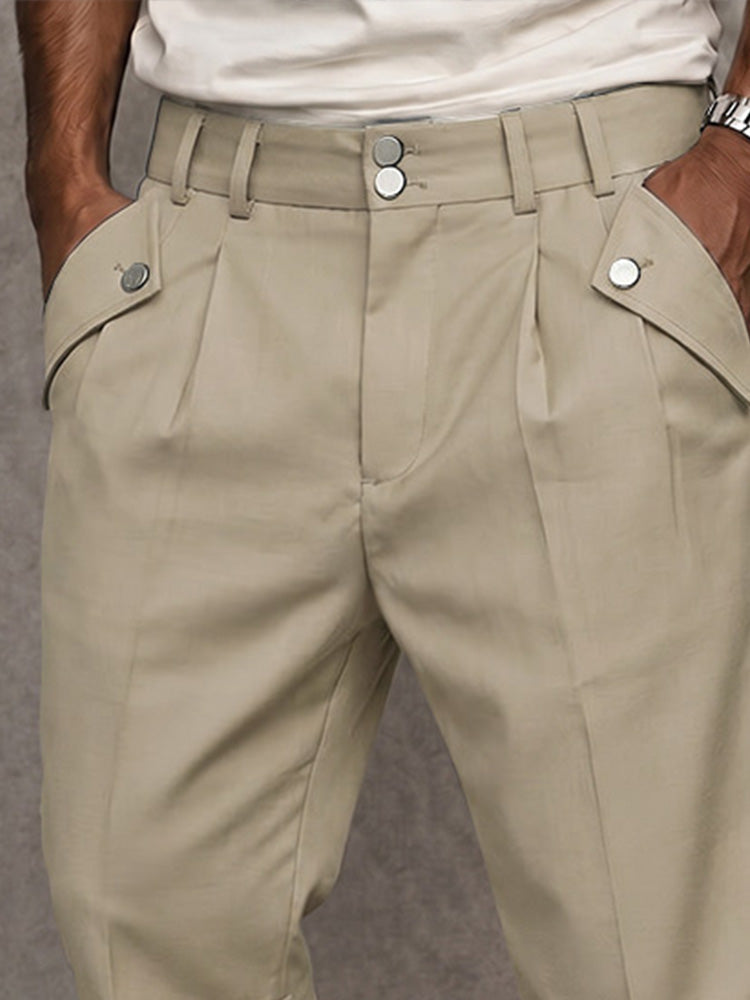 Smart Casual Summer Pinstripe Shorts - Solid Khaki
