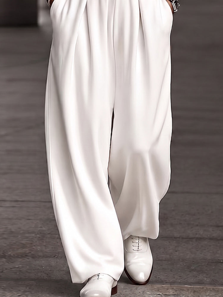 Stylish Comfort Cowl Neck Sleeveless Top Set - White