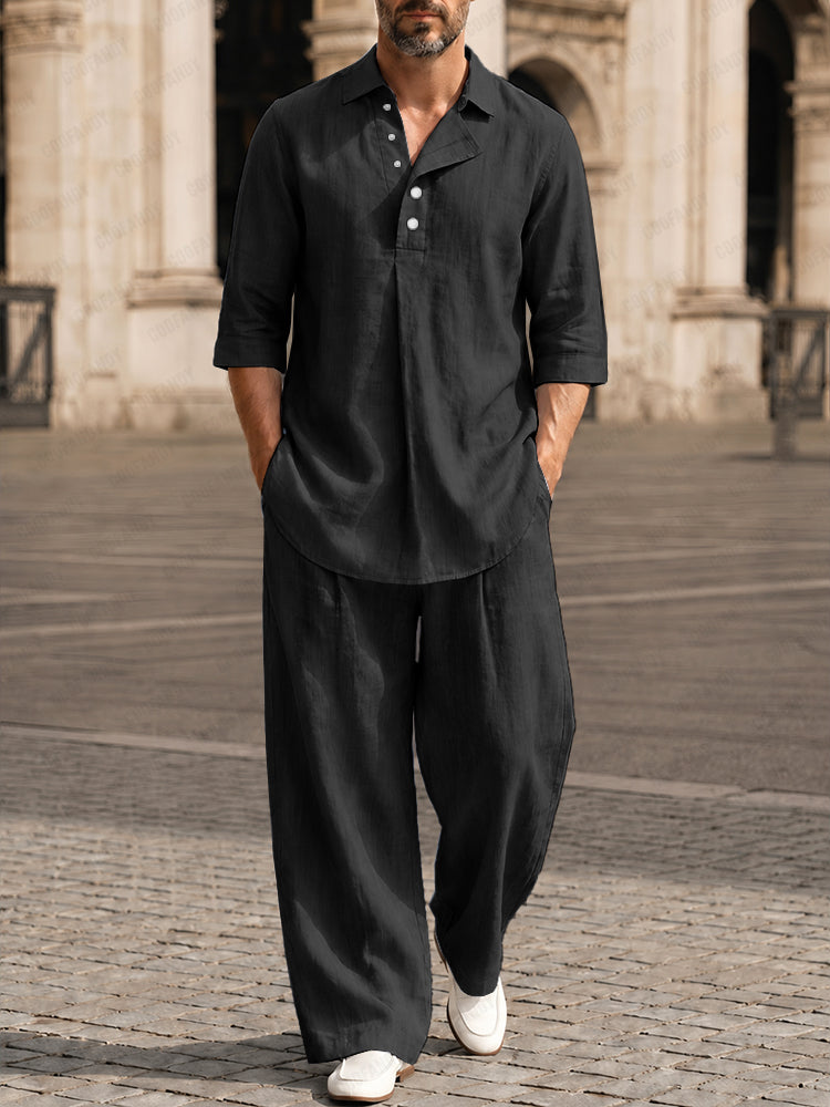 Comfy Relaxed Fit 100% Cotton Co-ord Set - Black
