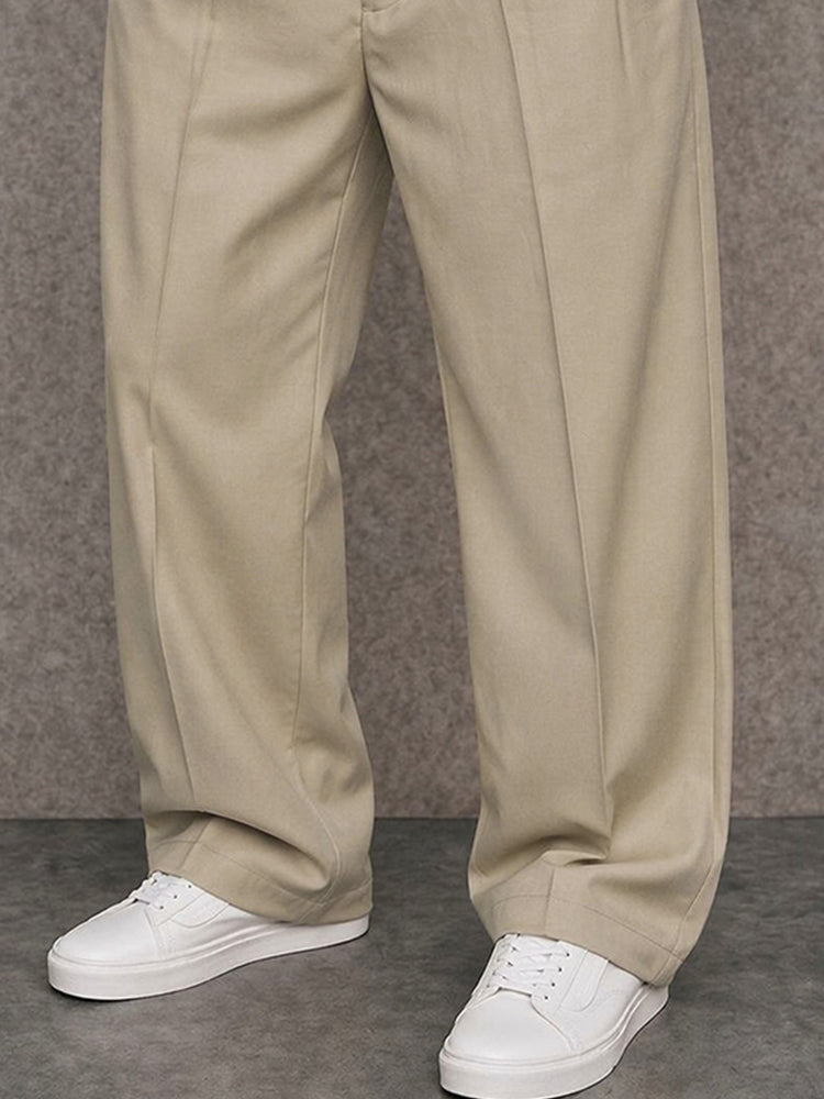 Modern Essential Button Accent Pants - Beige