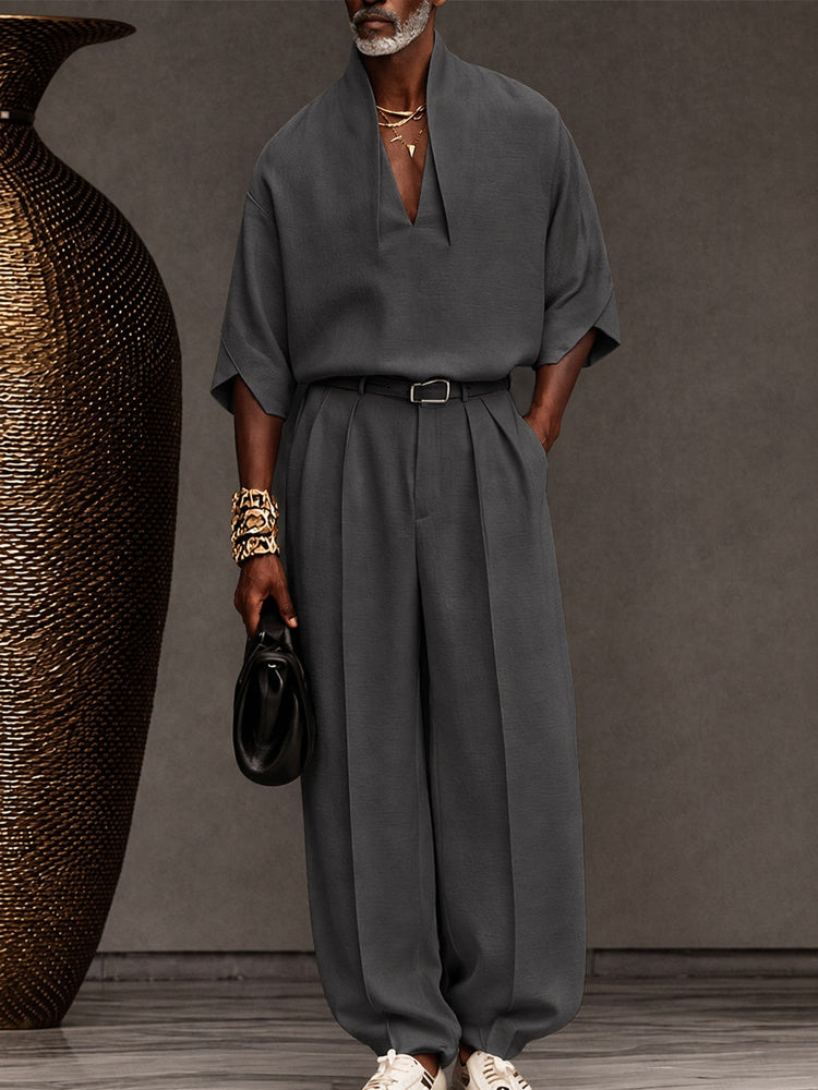 Minimalism Natural 100% Cotton Matching Set - Dark Gray