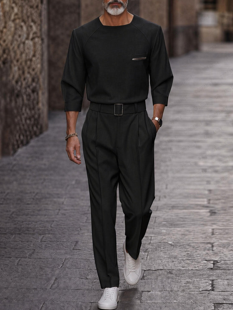 Smart Casual Minimalist Matching Sets - Black