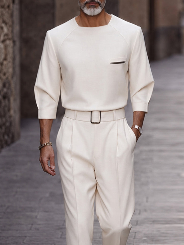 Smart Casual Minimalist Matching Sets - White