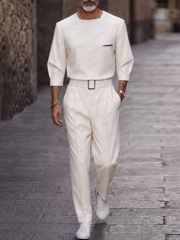 Smart Casual Minimalist Matching Sets - White