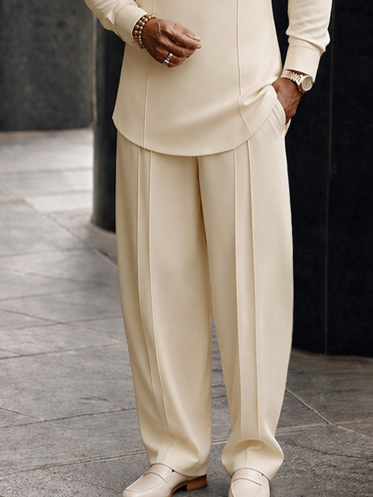 Old Money Aesthetic Two-Piece Set - Beige