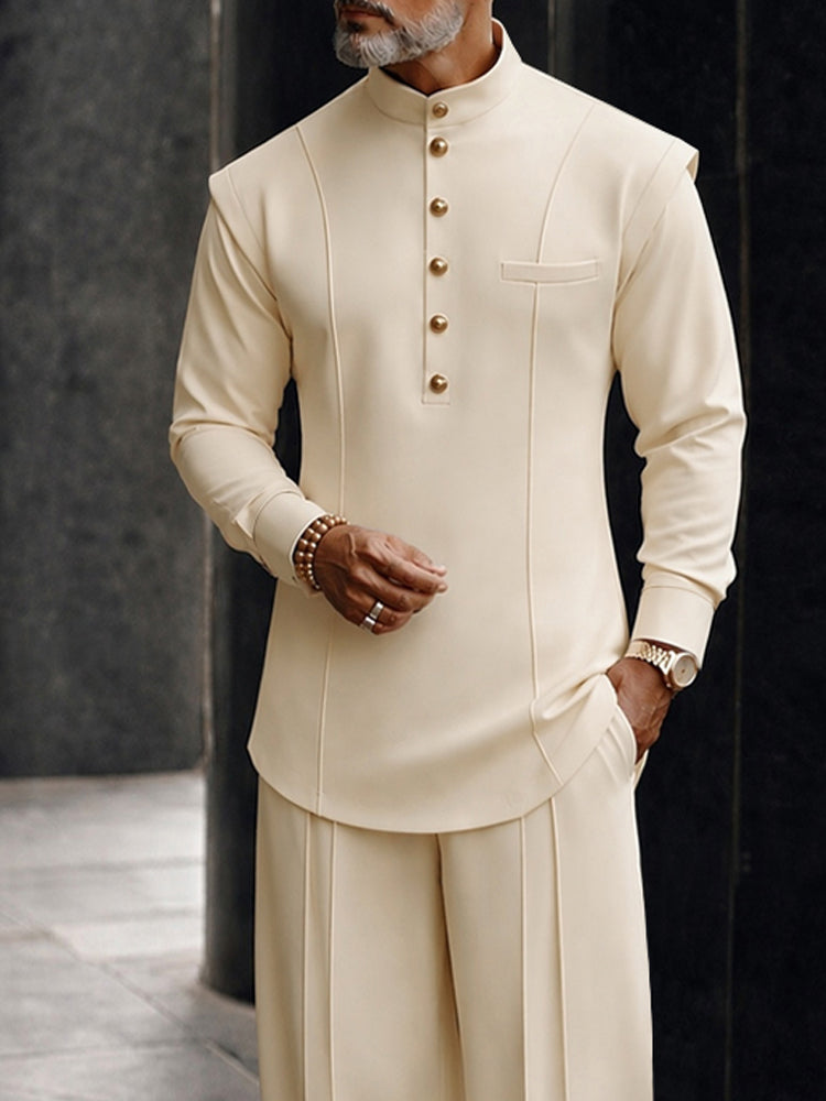 Old Money Aesthetic Two-Piece Set - Beige