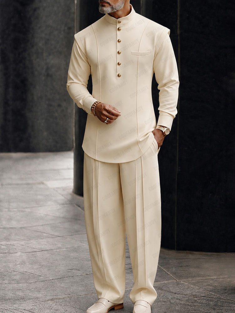 Old Money Aesthetic Two-Piece Set - Beige