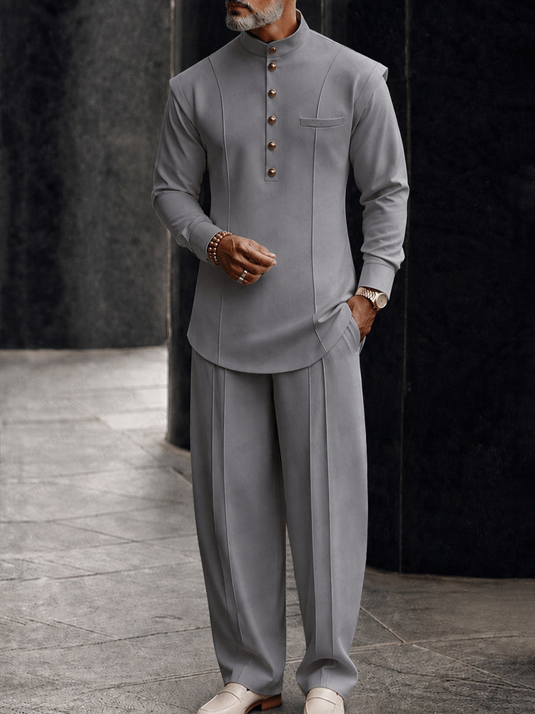 Old Money Aesthetic Two-Piece Set - Gray