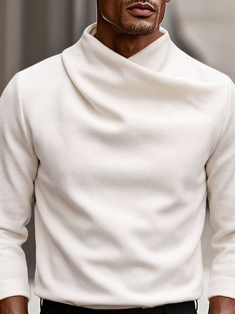 Modern Stretch Crossover Mock Neck Top - White