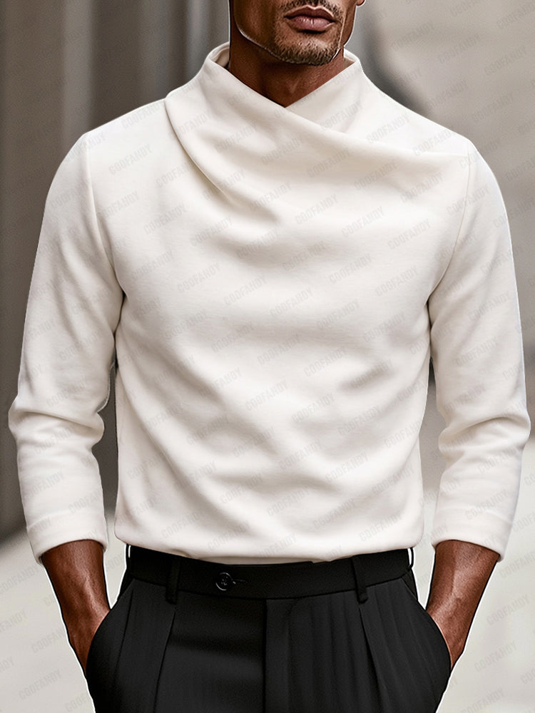 Modern Stretch Crossover Mock Neck Top - White