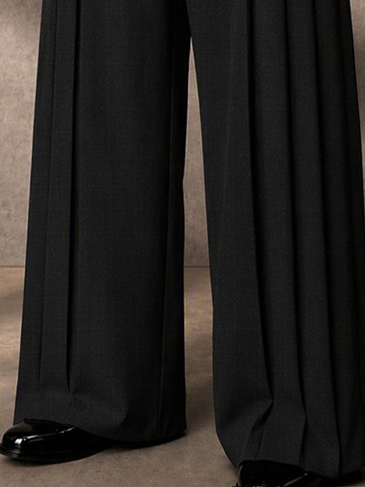 Refined Button Decor Front Pleats Suit Pants - Black