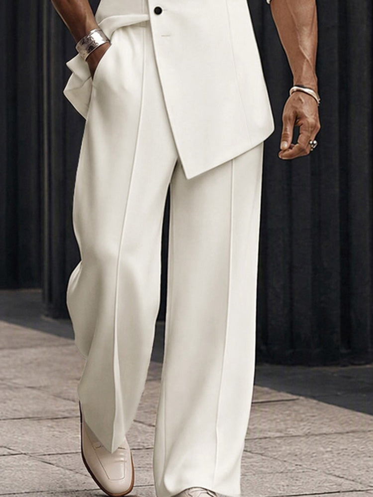 Modern Asymmetric Tailored Two Piece Set - Apricot