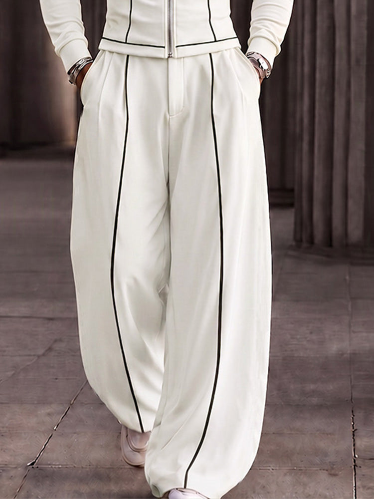 Modern Tailored Waist Jacket Pants Set - White