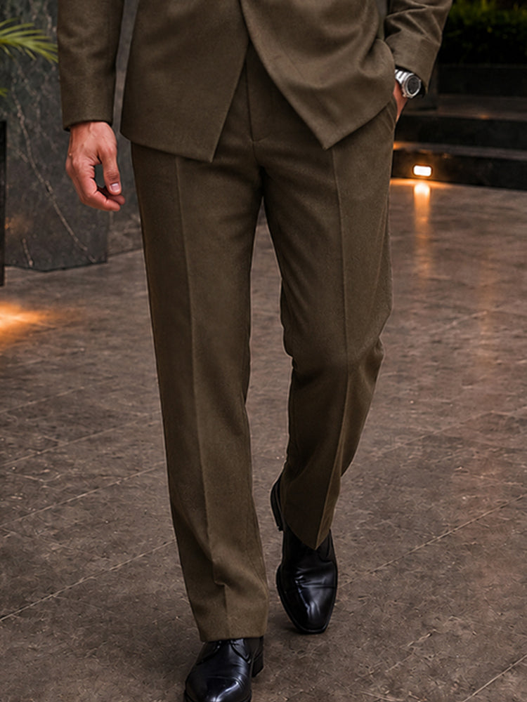 Urban Sleek Belted Blazer and Pants Set - Brown
